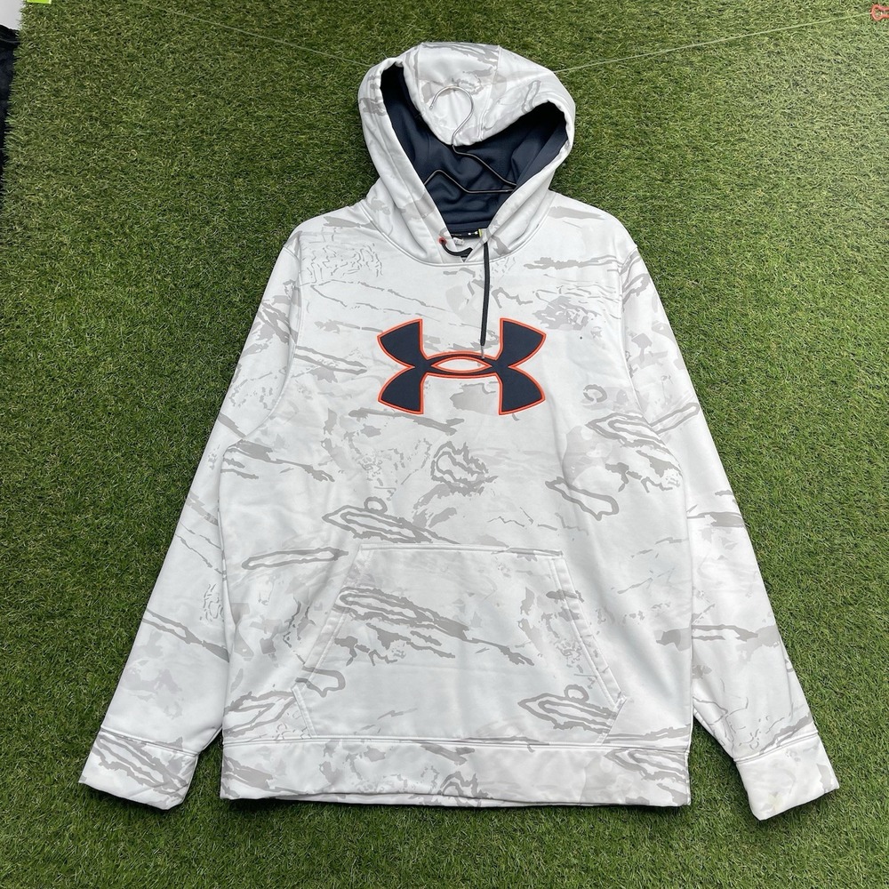 Under Armour Camo Hoodie Mens Large White Sweatshirt 1249745 Hunting Outdoors
